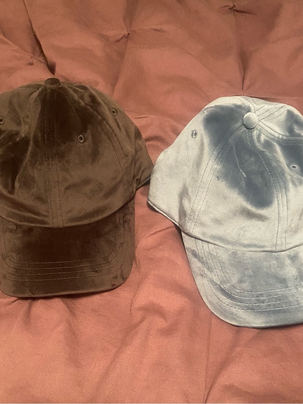 American Eagle Outfitters Women’s Velvet Baseball Caps - Dk. Gray & Light Blue